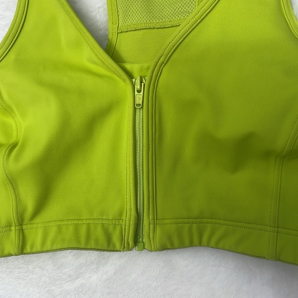 Hanes size medium neon green zip front sports bra - Picture 4 of 7